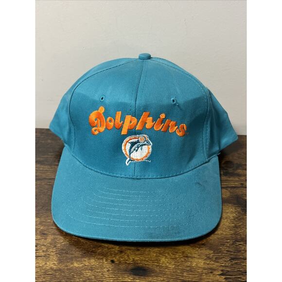 VTG 90s Miami Dolphins NFL Team SnapBack AJD Hat Cap LIGHTLY USED - Picture 1 of 7